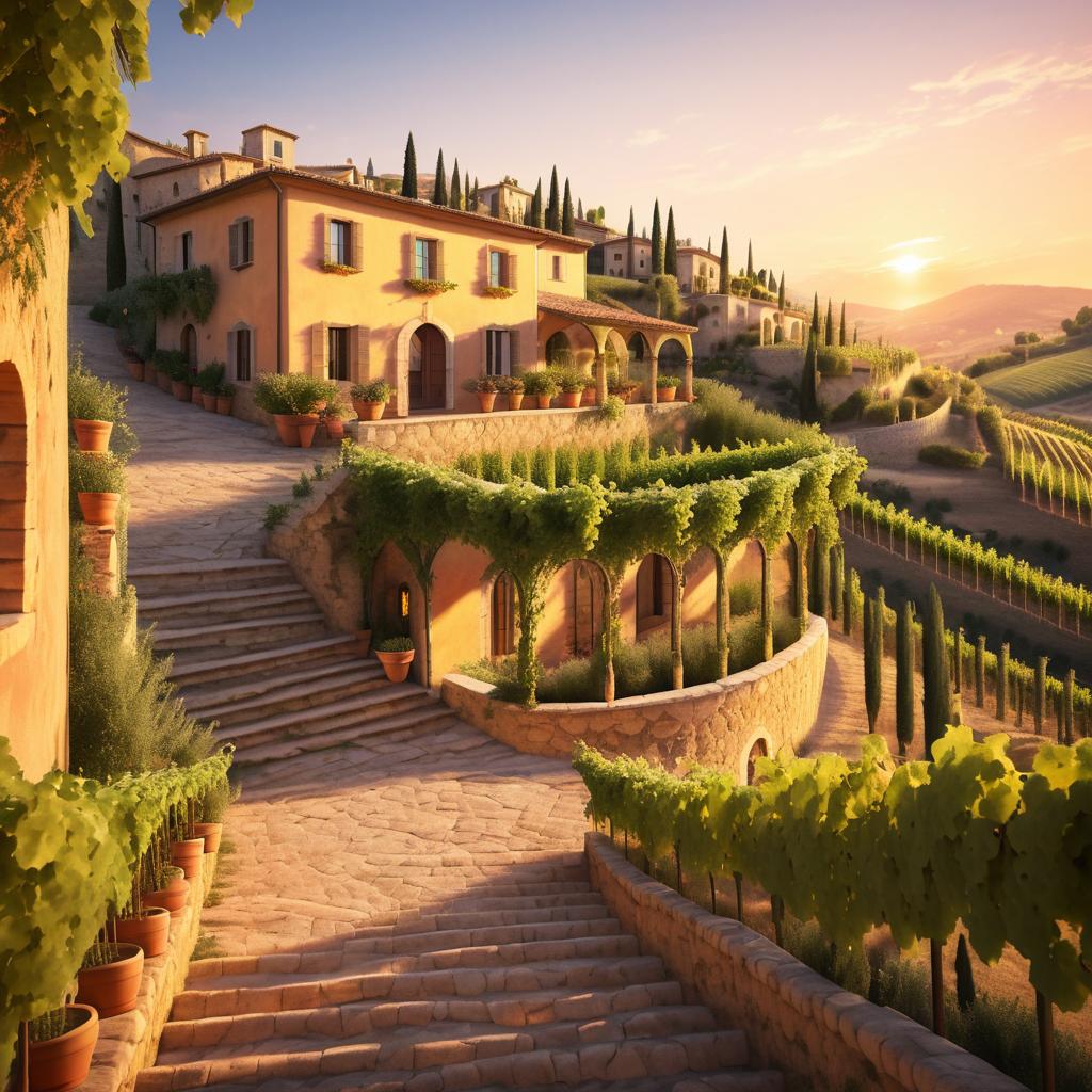 Romantic Vineyard at Golden Hour