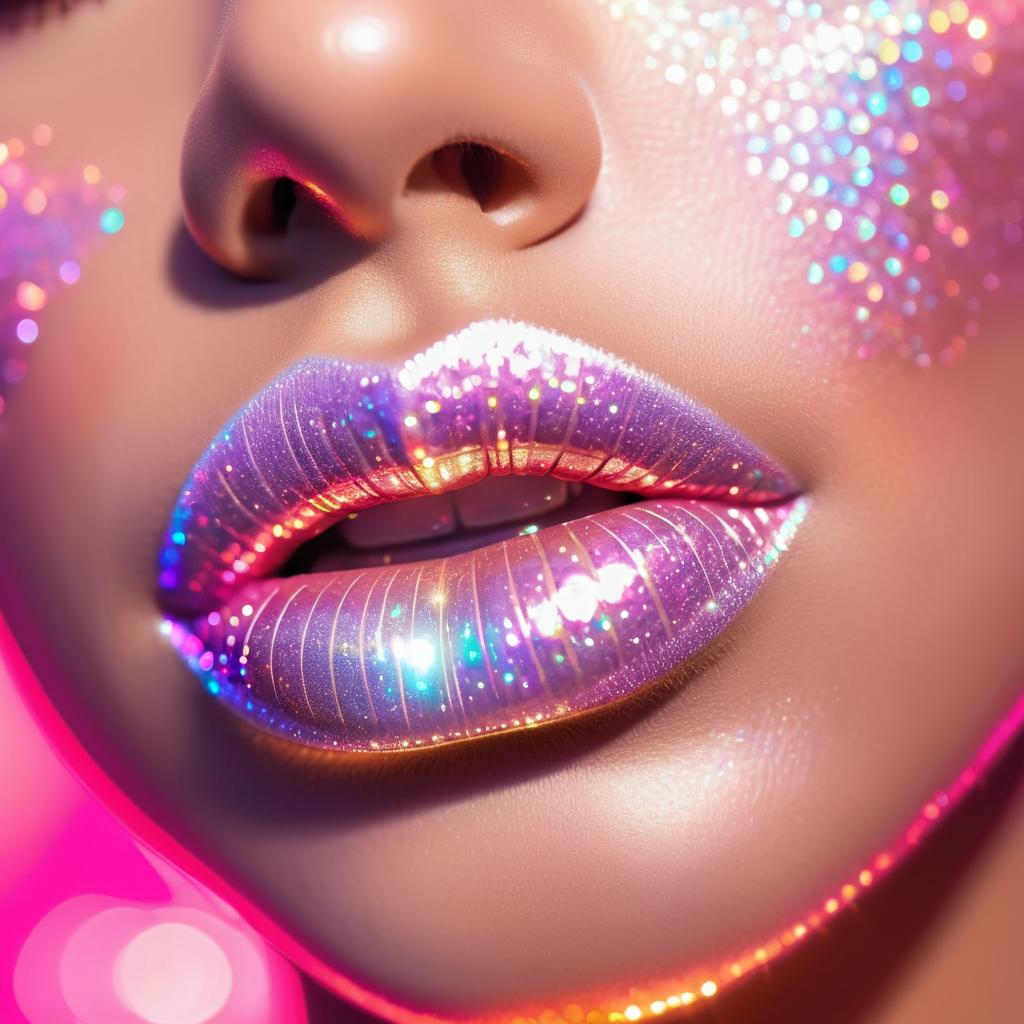 Glamorous Glittery Latina Lips Close-Up