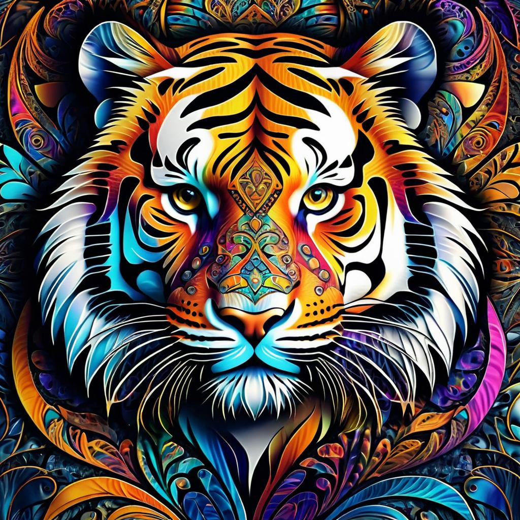 Intricate Tiger with Fractal Patterns