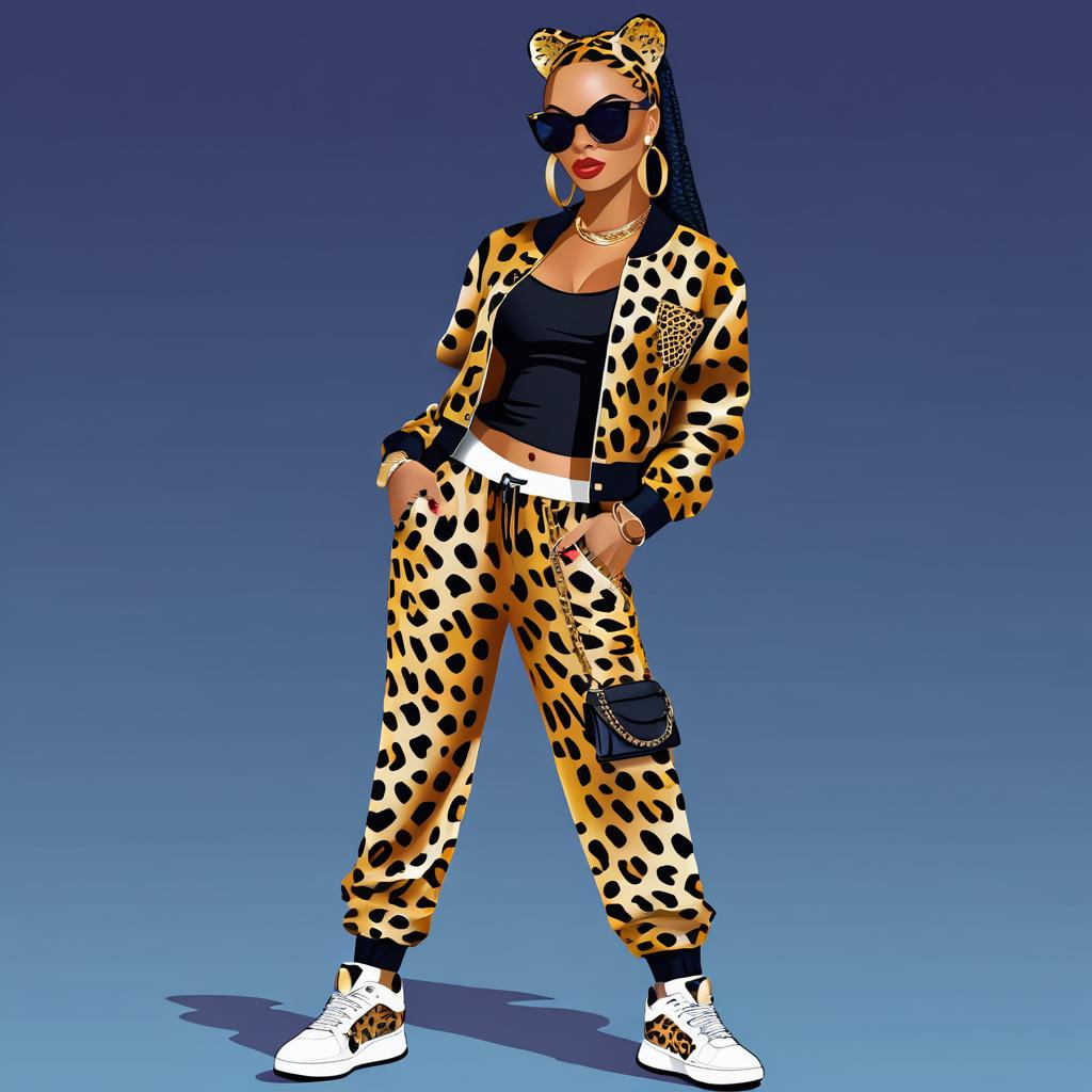 Sleek Leopard Hip-Hop Female Character