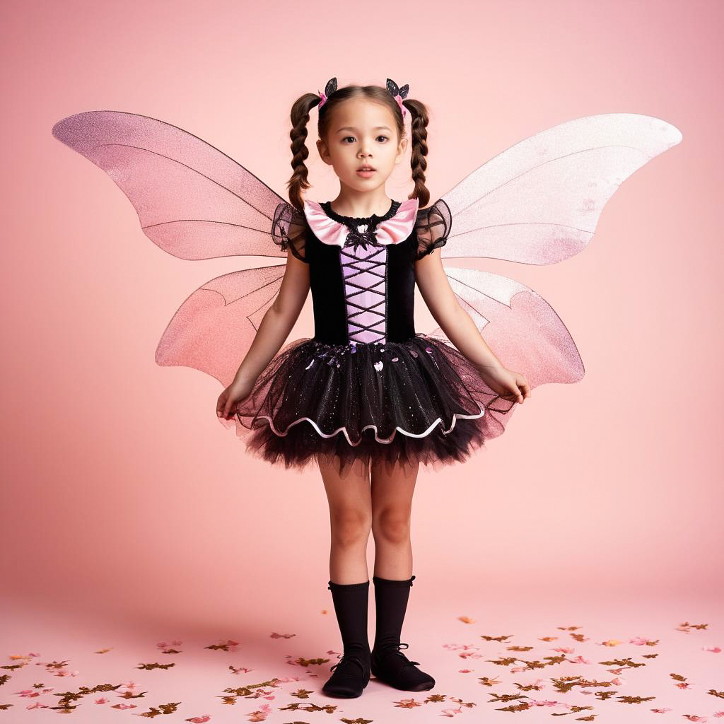 Frightened Girl in Sparkling Halloween Costume