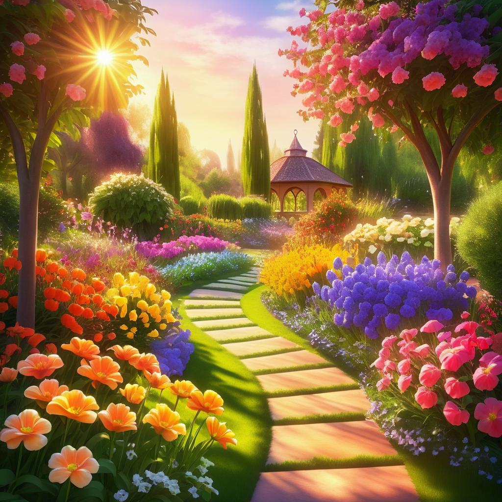 Vibrant Spring Flower Garden Scene