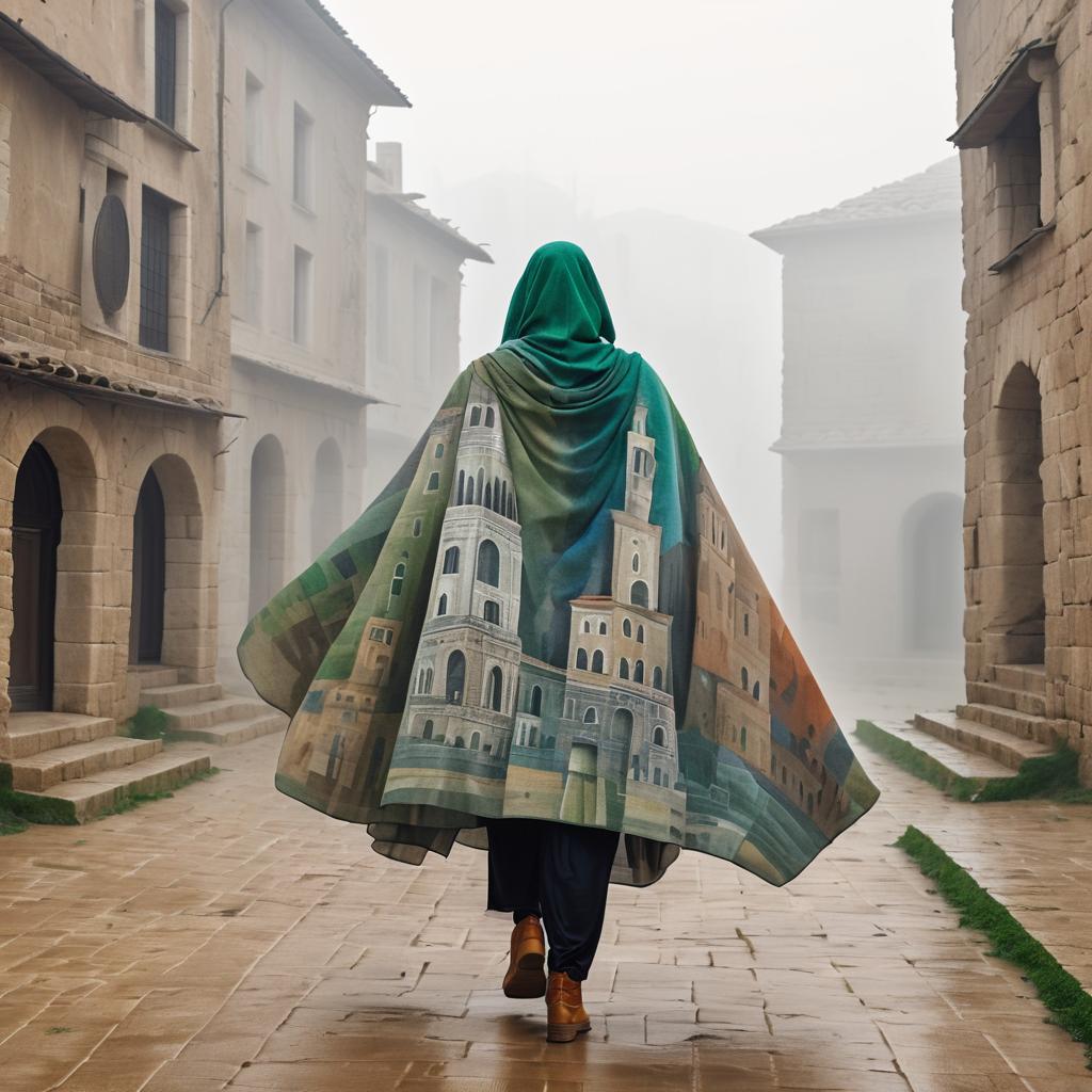 Picasso Inspired Giant in Foggy Ruins