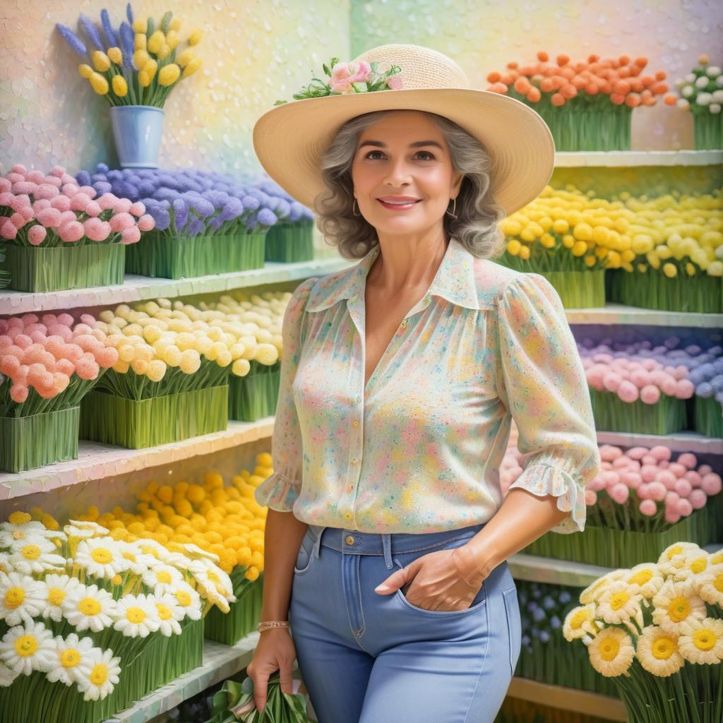 Elegant Woman in Quaint Flower Shop