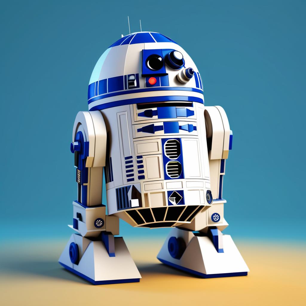 Charming Cartoon R2-D2 in Relaxed Pose