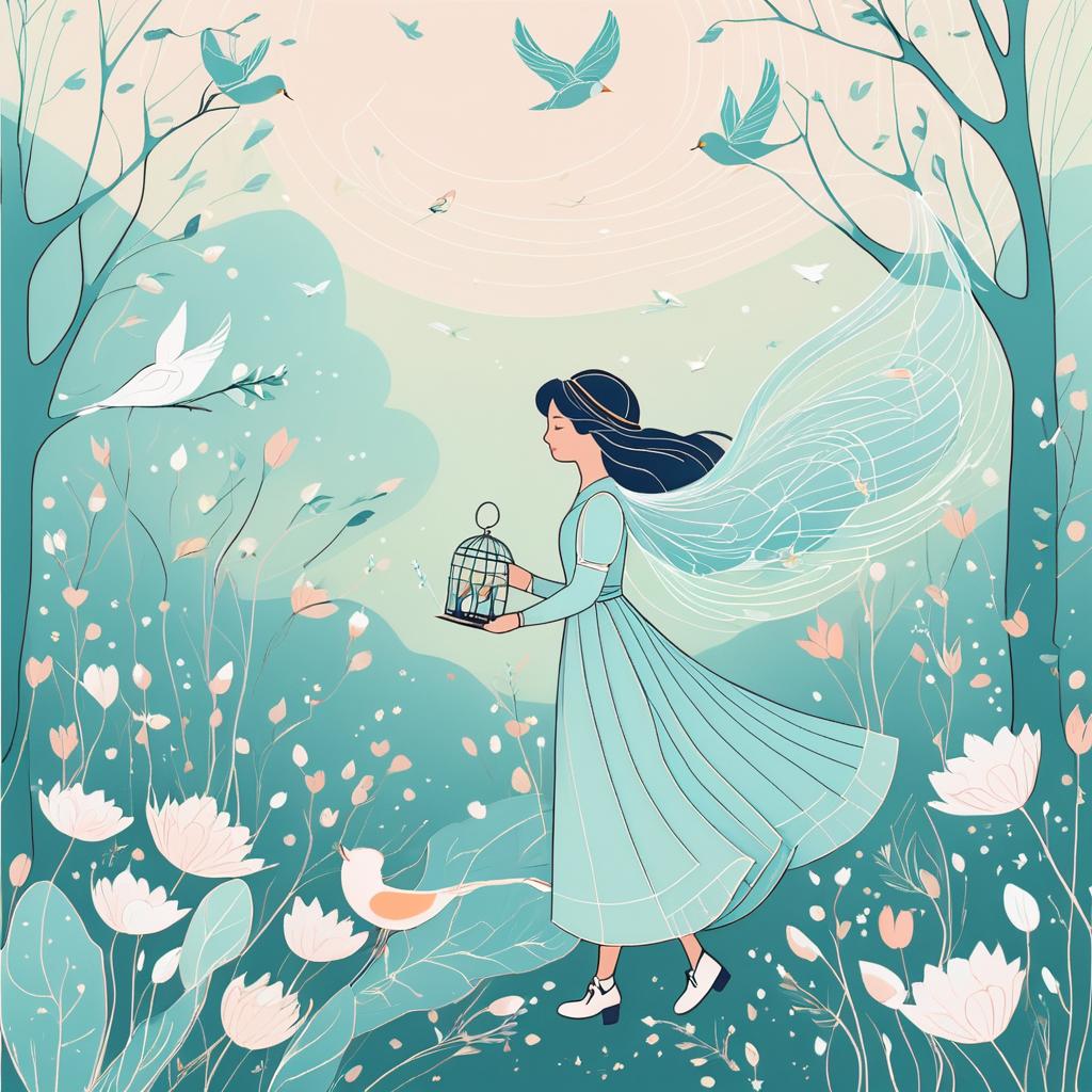 Whimsical Bird Keeper in Dreamy Style