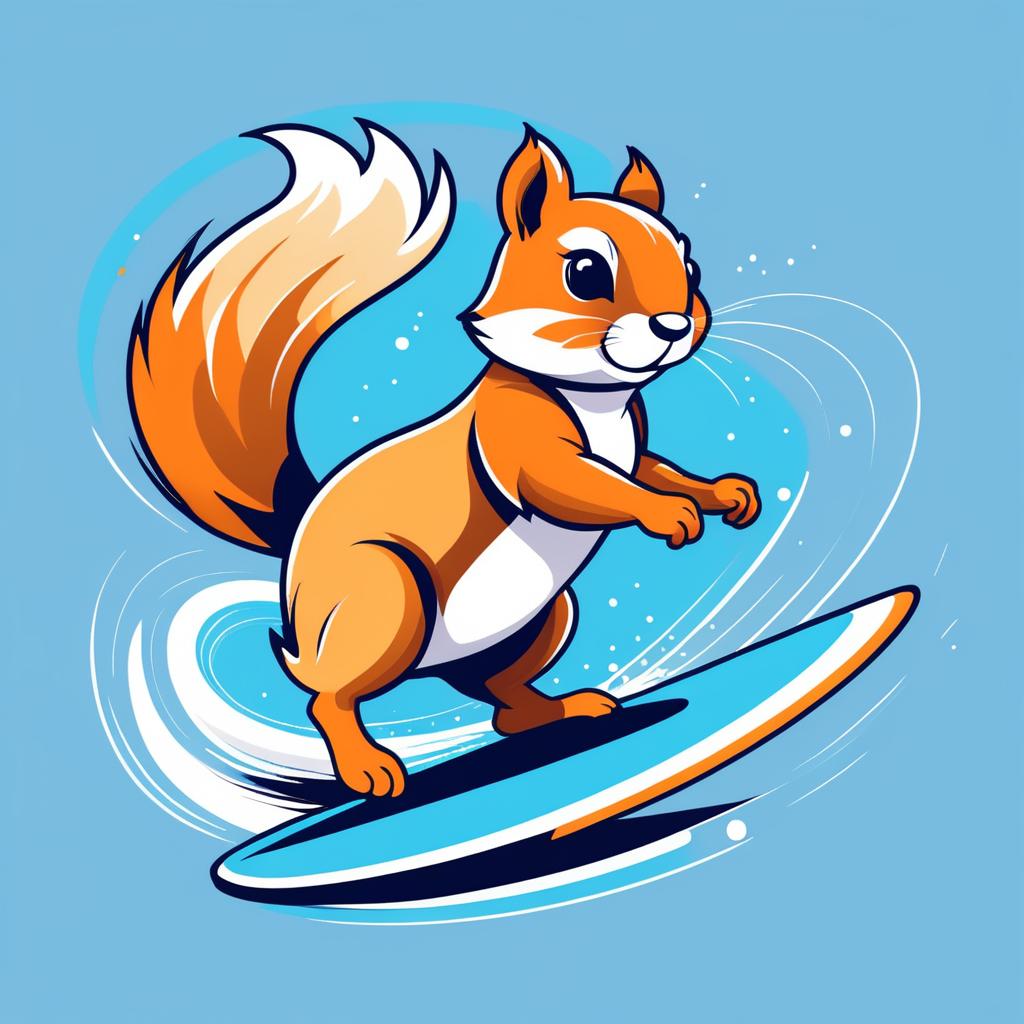 Cartoon Vector Art of Surfing Squirrel