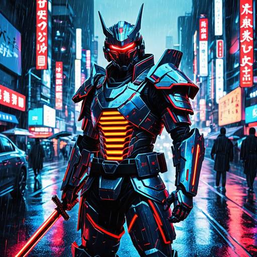 Cybernetic Samurai in Neon City