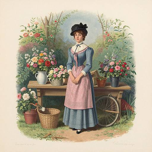 Vintage Flower Merchant in Garden