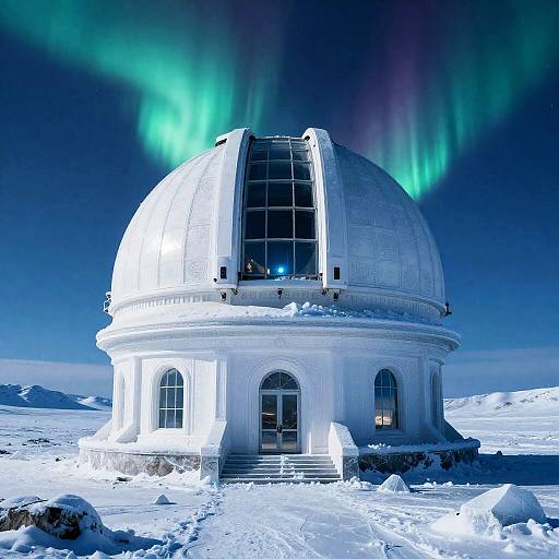 Crystalline Observatory Beneath Aurora Skies