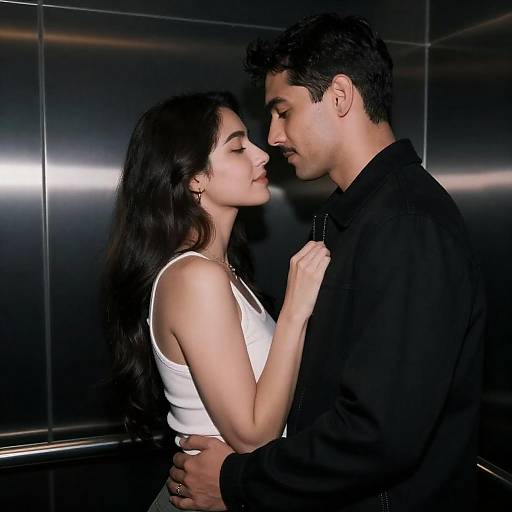 Intimate Indoor Moment with Dim Lighting