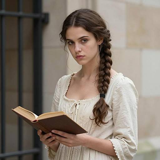 Introspective Woman in Historical Dress