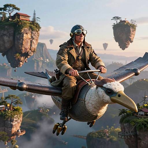 Skyship Captain on Mechanical Albatross