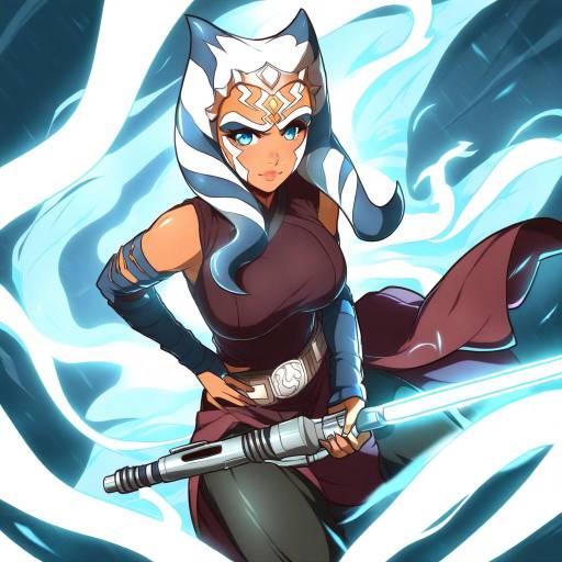 Illustration of Ahsoka tano, star wars in the style of Kuroshinki
