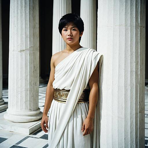 Realistic Asian Boy in Greek Goddess Costume
