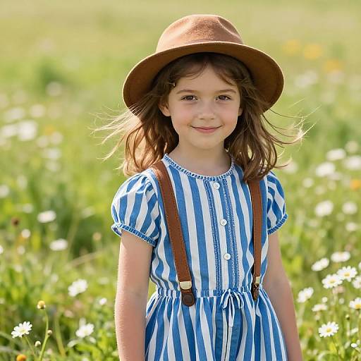 Cheerful Girl in Sunny Meadow