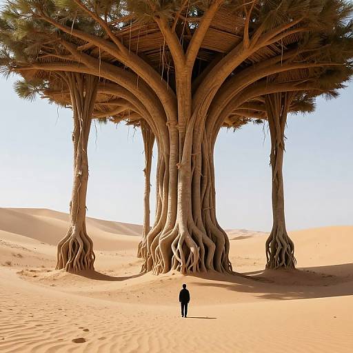 Inverted Desert Architecture with Colossal Trees