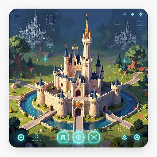 Futuristic Online Castle Builder Interface