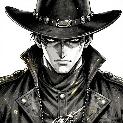 Monochrome Manga Cowboy Sheriff Portrait