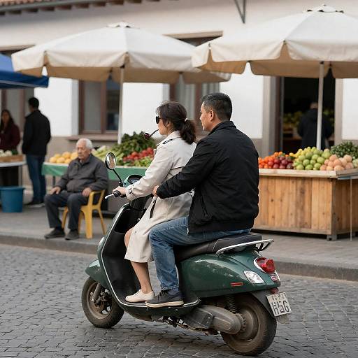 Vibrant Street Scene with Scooter Duo
