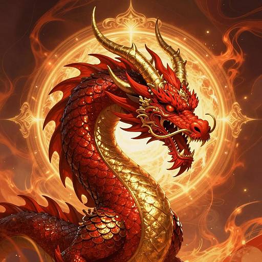 Fierce Fantasy Dragon in Fiery Colors