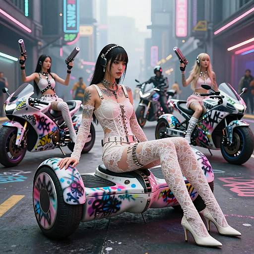 Neon Cyberpunk Haute Couture Bike Gang