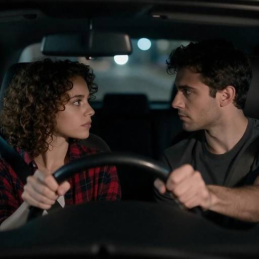 Night Drive: Tense Couple in Car