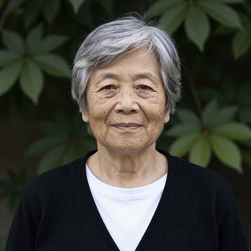 Gentle-Smiling Elderly Woman Outdoor Portrait