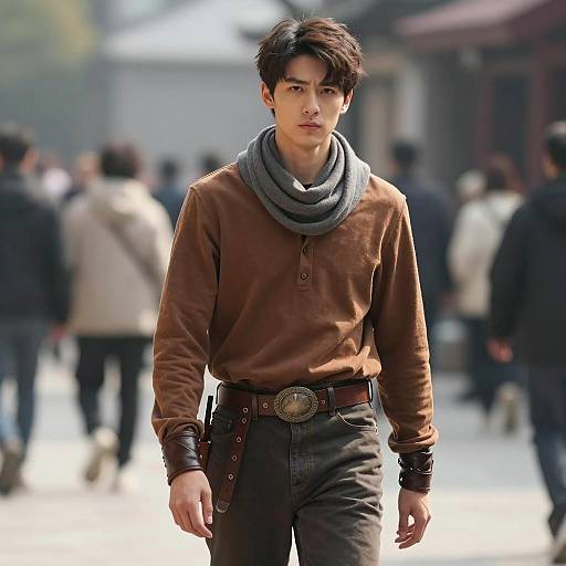 Young Man in Modern Fantasy Attire Outdoors