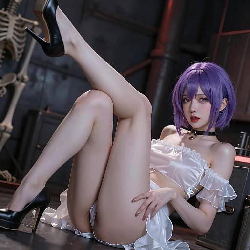 Digital Art of Purple-Haired Woman