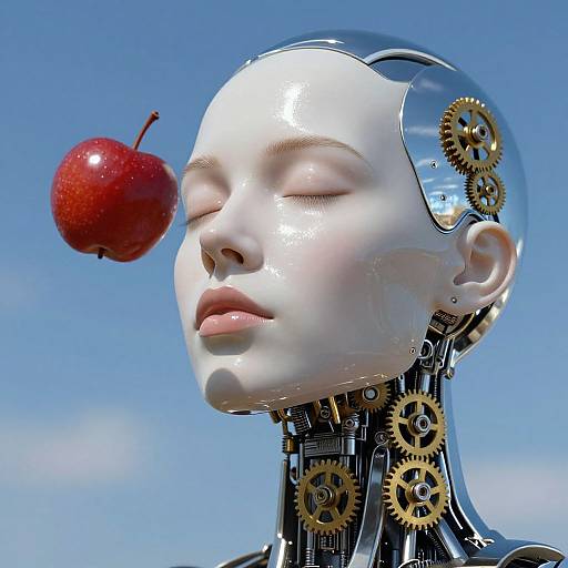 Photorealistic Android Woman in Contemplation