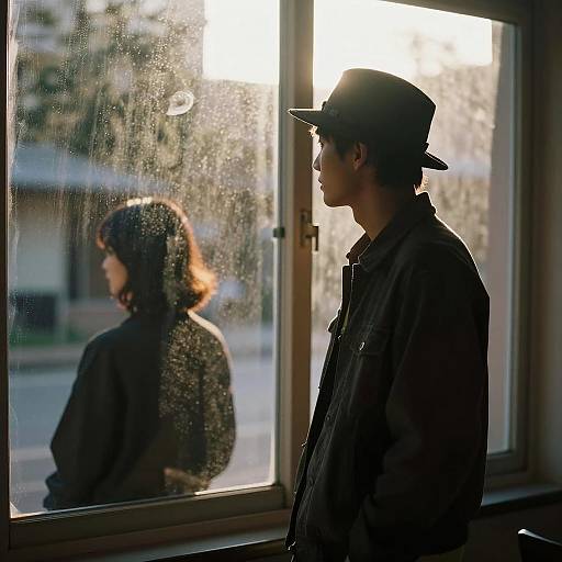 Silhouetted Man by Sunlit Window