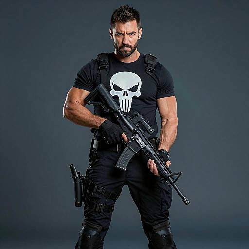 Intense Warrior in Tactical Gear