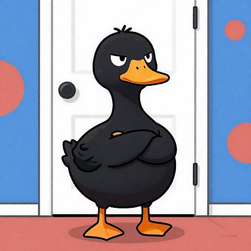 Mischievous Black Duck Cartoon