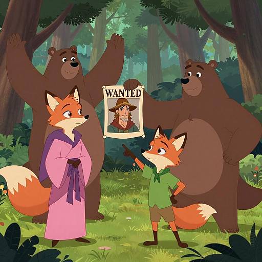 Whimsical Animated Forest Adventure Scene