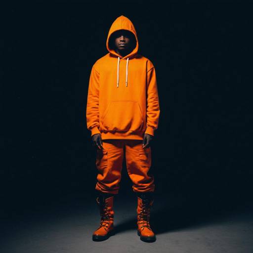 Dark Skinned Boy in Orange Costume