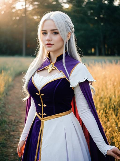 Cosplayer Wearing Emilia Costume Outdoors Cosplayer Wearing Emilia Costume Outdoors