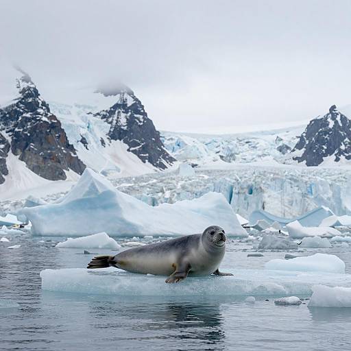 Seal on Iceberg in Arctic Glacier