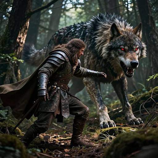 Wild Hunter Stalking Wolf Creature