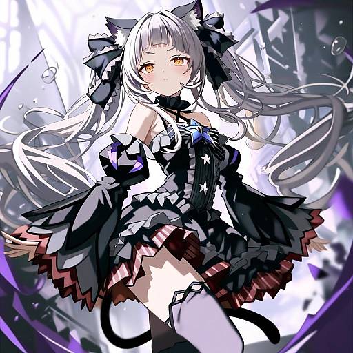 Illustration of Murasaki shion (gothic lolita), hololive in the style of Shino (eefy)