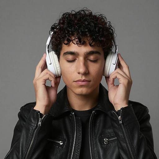 Young Man Listening to Music with Headphones