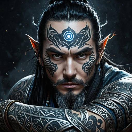 Ancient Sorcerer with Glowing Tattoos