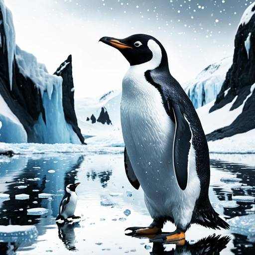 Photorealistic Humanoid Penguin in Icy Landscape