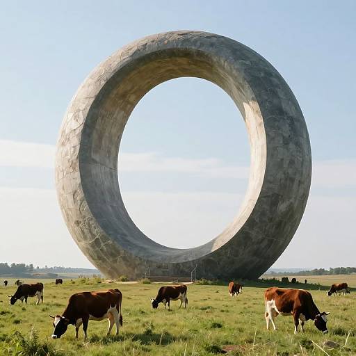 Dreamlike Pastoral Scene with Monolithic Ring