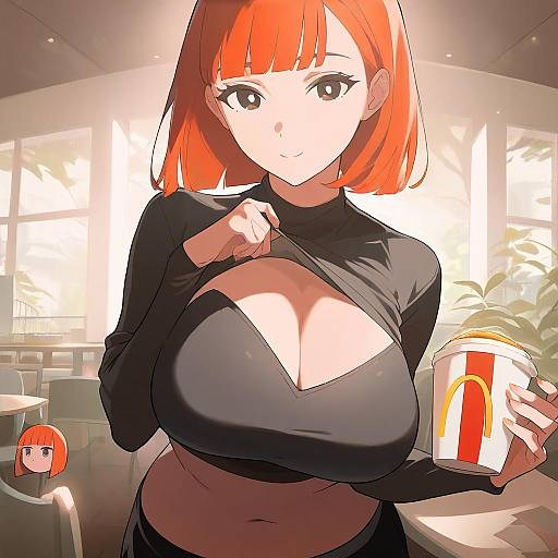 Illustration of Mother (yoru mac), mcdonald's in the style of Shihou (g-o-s)