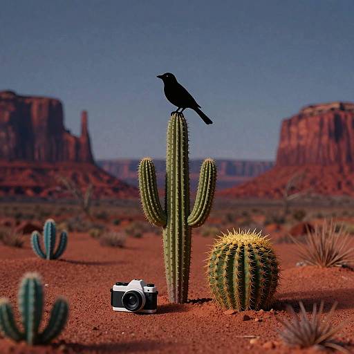 Toy Camera Desert Bird Scene