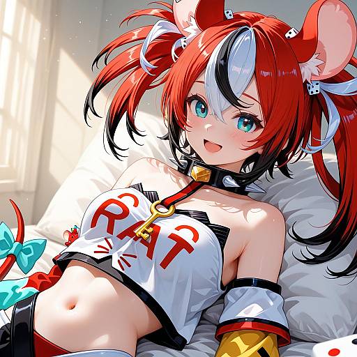 Illustration of Mr. squeaks (hakos baelz), hololive in the style of Tsukumo (soar99)