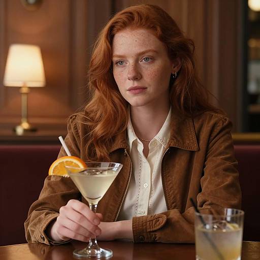 Elegant Red-Haired Woman in Cozy Setting