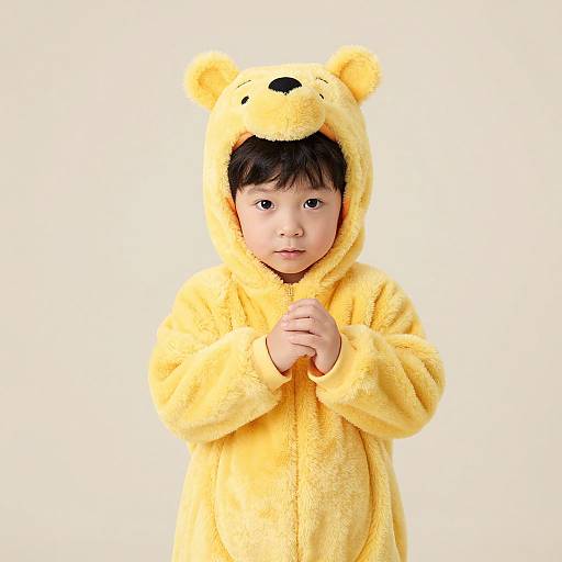 Toddler in Realistic Winnie Pooh Kigurumi