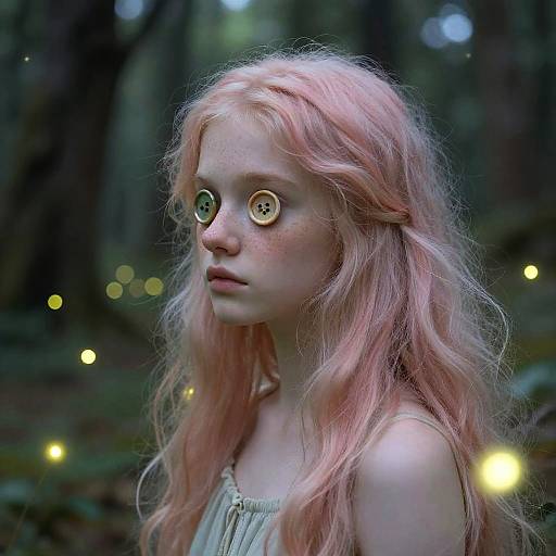 Whimsical Girl in Ethereal Forest